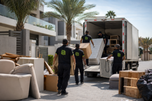 unk removal service team loading furniture into a van in Dubai